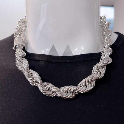 15MM Iced Out VVS Moissanite Diamond Clasp on Sterling Silver Rope Chain2