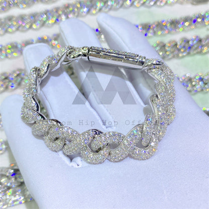 13mm inifity link cuban link bracelet hip hop iced out vvs moissanite 925 silver