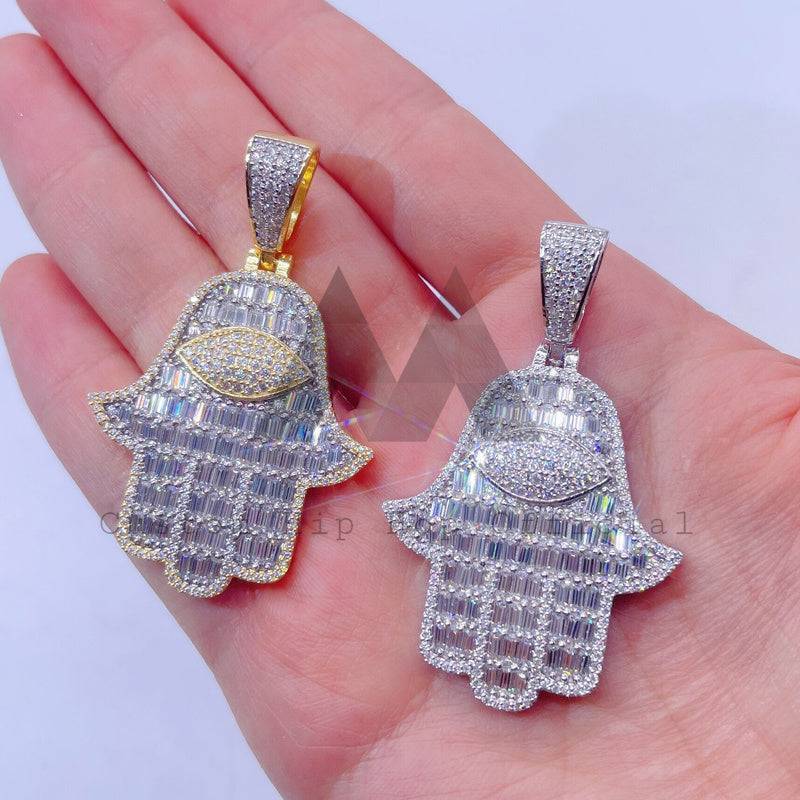 Men Fashion Daily Wear Hamsa Pendant With VVS Moissanite