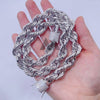 Solid Silver 925 13MM Plain Rope Chain with Iced Out Moissanite Clasp hip hop jewelry0