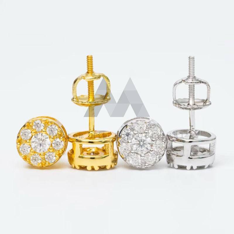 925 Sterling Silver Moissanite Earrings Men's Hip Hop Jewelry