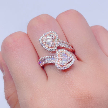 Леди новое модное кольцо для ногтей в форме сердца с бриллиантом из муассанита VVS огранки багет