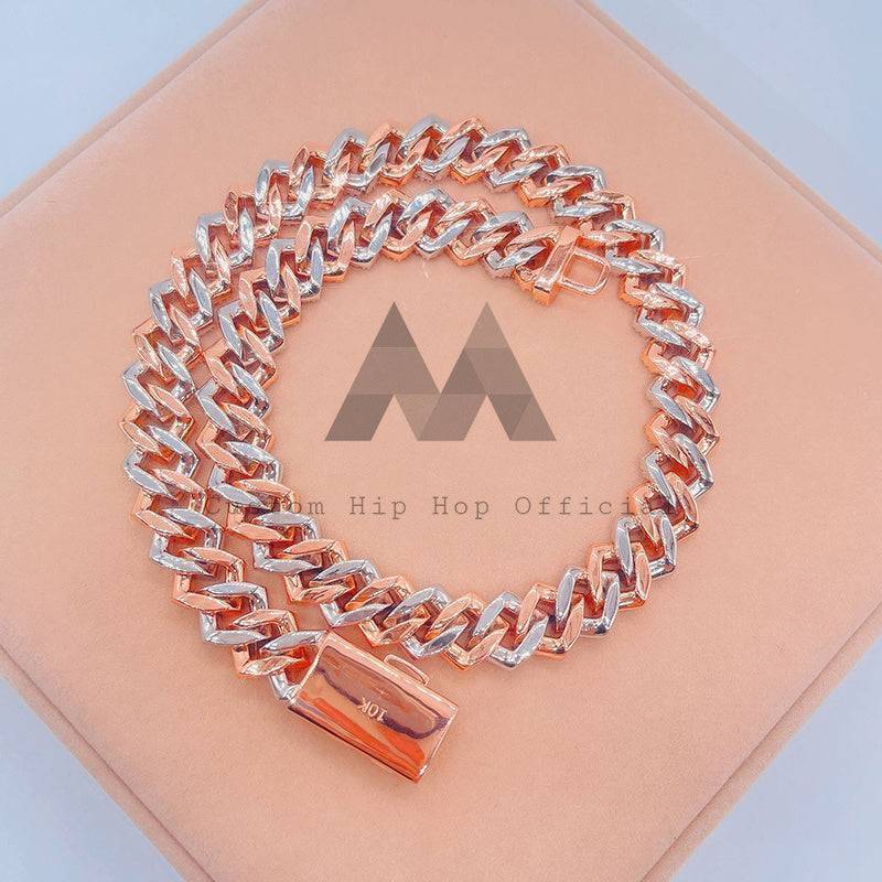 15mm 2 Row Baguette Cut Moissanite Link Cuban Chain Hip Hop