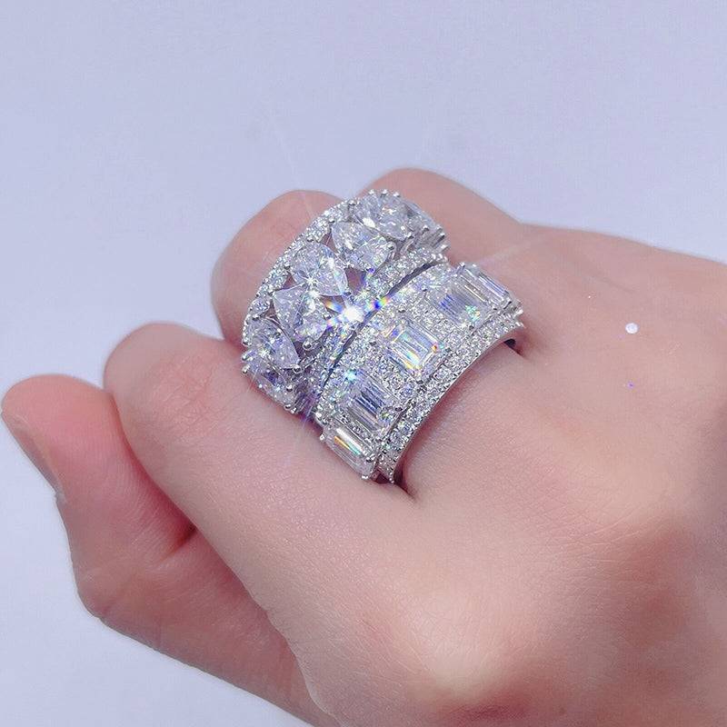 Sterling Silver Luxury Style Baguette Mix Round Moissanite Diamond Eternity Ring Hip Hop Jewelry2