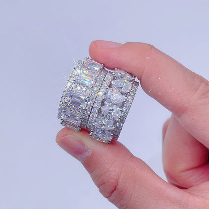 Кольцо «Вечность» с муассанитом VVS смешанной круглой бриллиантовой огранки грушевидной огранки, роскошный стиль