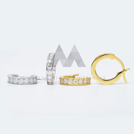 Elegant 925 Silver Moissanite Diamond Hoop Huggie Stud Earrings for Men
