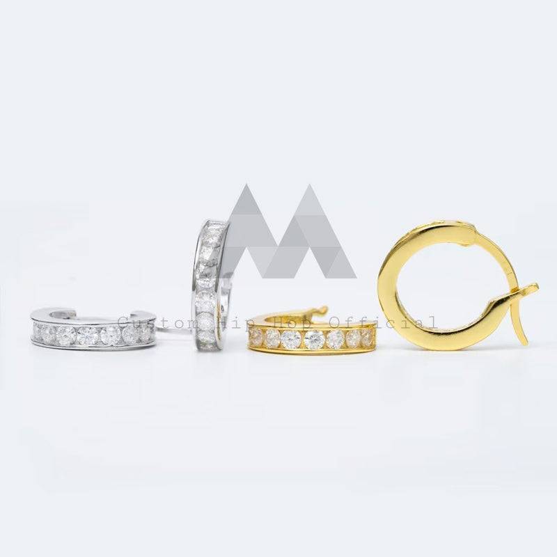 Luxury 925 Silver Moissanite Huggie Hoop Earrings for Men Hip Hop Jewelry