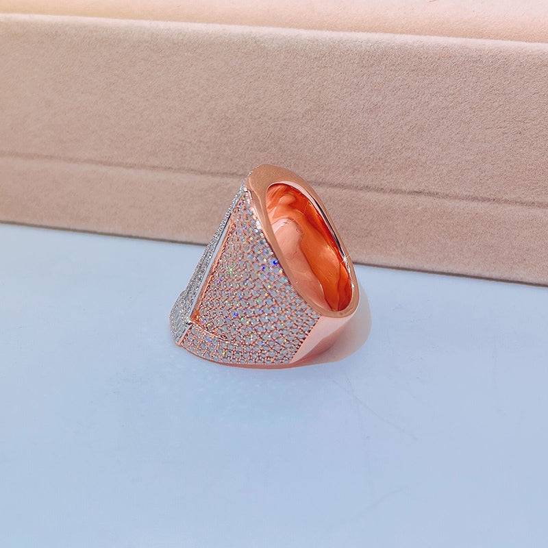 Rose Gold 2 Tone Baguette Moissanite Letter Initial Ring Iced Out Hip Hop Jewelry2