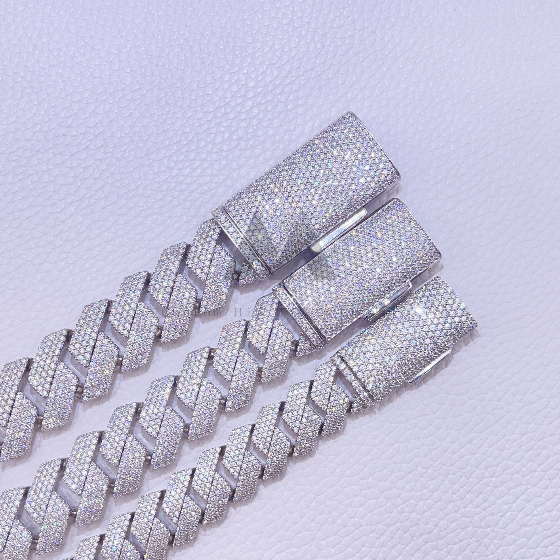 15MM Sterling Silver Miami Cuban Link Chain with Moissanite Diamond Necklace1
