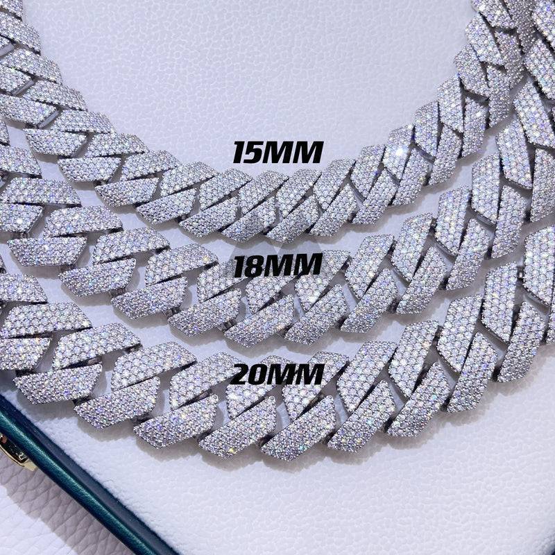 15MM Miami Cuban Link Chain Sterling Silver with Moissanite Diamonds4