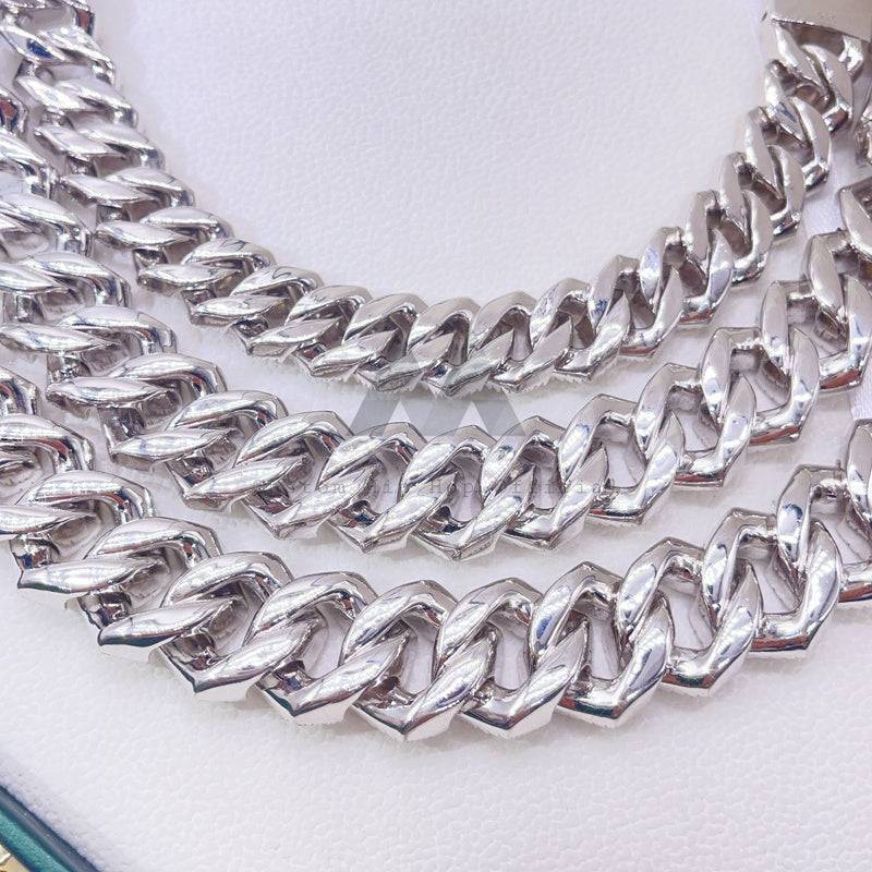 15MM Miami Cuban Link Chain Sterling Silver with Moissanite Diamonds2