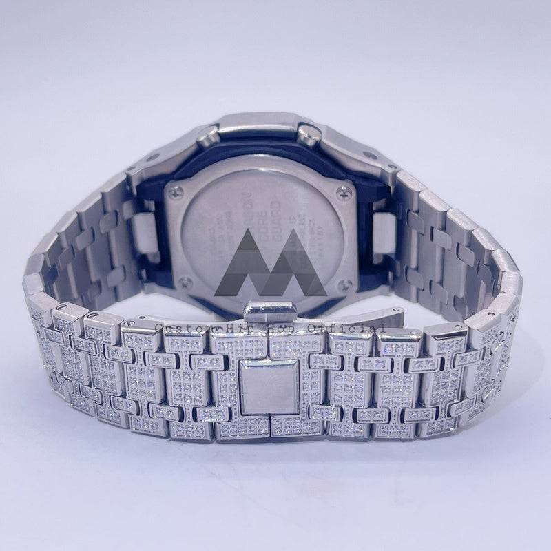 Hip hop jewelry featuring white gold sterling silver fully iced out moissanite GA2100 G Shock Casio watch3