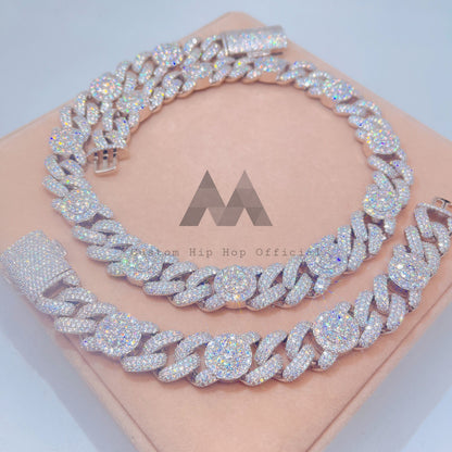 2022 elegant 925 silver moissanite Cuban chain hip hop jewelry with 20mm iced out design0