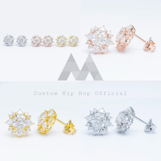 VVS Moissanite Diamond Stud Earrings 3 Colors Available with GRA Certification and Push Back