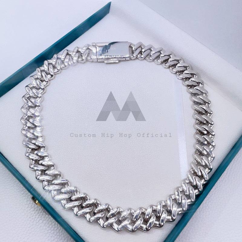 Hip hop jewelry VVS Moissanite Cuban Chain for Men - 925 Silver with White Gold Plating