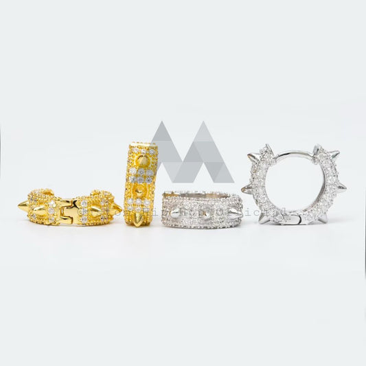 Серьги-кольца из белого золота, желтого золота и стерлингового серебра 925 пробы VVS с муассанитом и бриллиантами