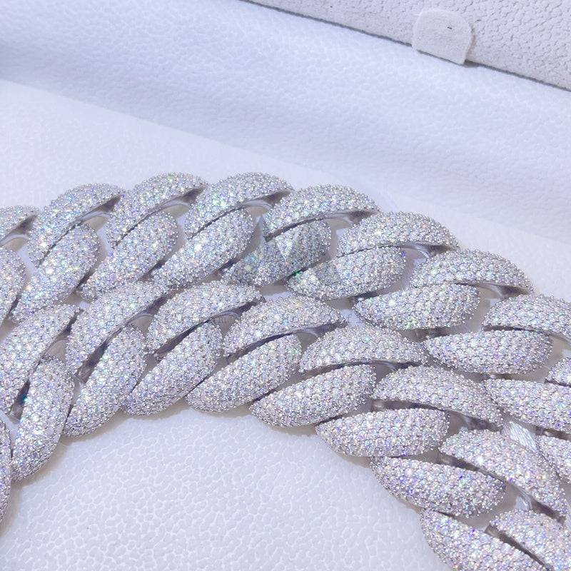 18MM 20MM 23MM Thick Heavy Solid Silver VVS Moissanite Cuban Link Chain Iced Out With Long Clasp