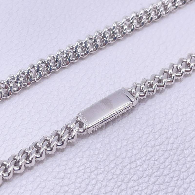 Luxurious 925 Silver 8MM Cuban Chain Bracelet with Enamel Clasp