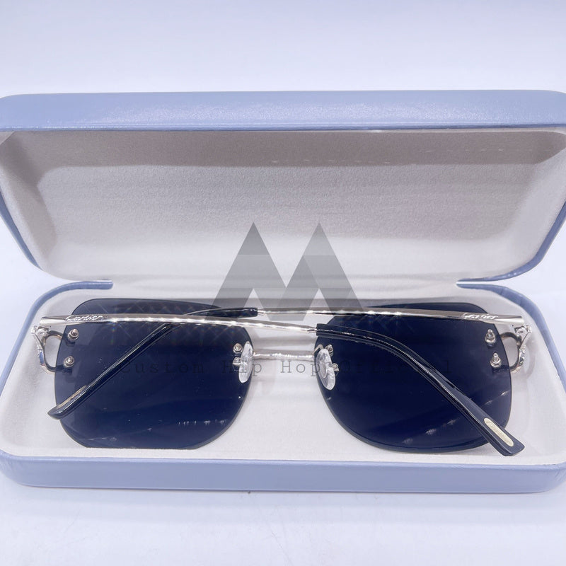 Óculos de hip hop gelado de prata esterlina vvs moissanite com lentes cinza