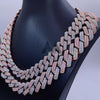 Custom Clasp 15MM 20MM Rose Gold 2 Tone 2 Rows Moissanite Cuban Chain Iced Out Hip Hop Jewelry3