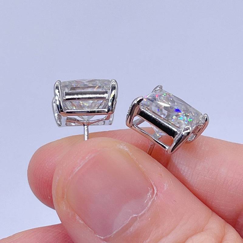 Solid 925 Princess Cut Screw Back Moissanite Diamond Stud Earrings Hip Hop Jewelry2