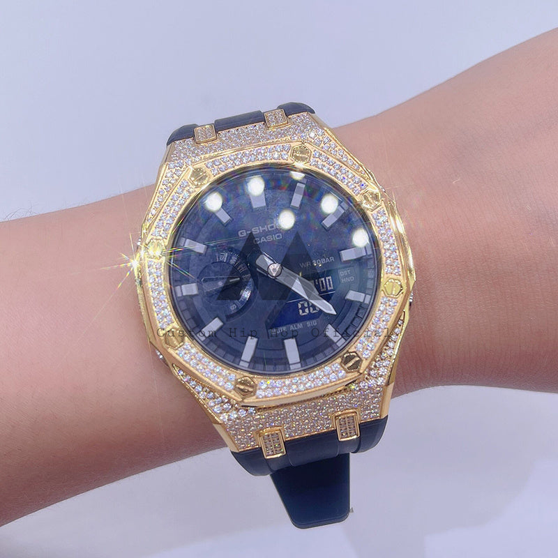 Hot Sell Stainless Steel CNC Setting VVS Moissanite Watch GA2100 Casio