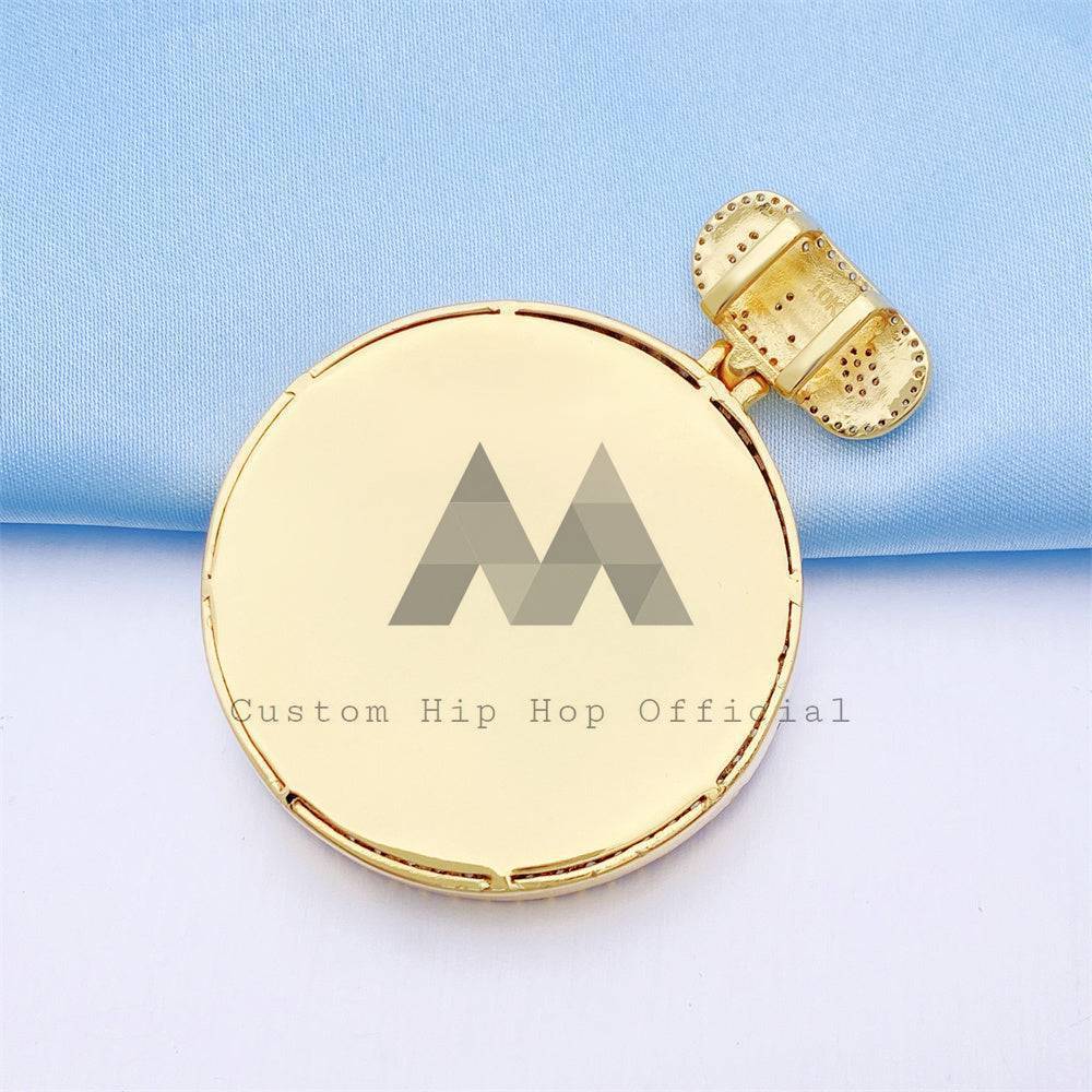 Hip hop jewelry featuring VVS Moissanite Diamond Custom Portrait Pendant with CEO Custom Bail0