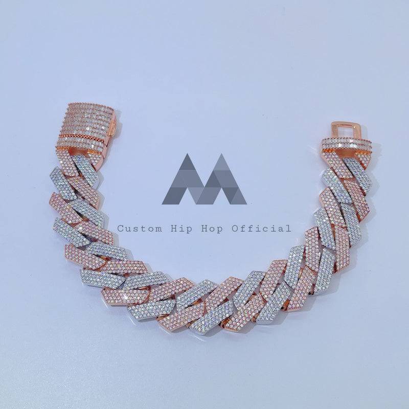 Hip hop jewelry 20MM Baguette Lock Thick Miami Moissanite Cuban Bracelet for Rappers1