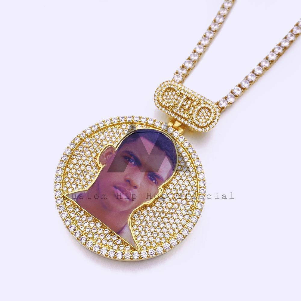 Hip hop jewelry featuring VVS Moissanite Diamond Custom Portrait Pendant with CEO Custom Bail2