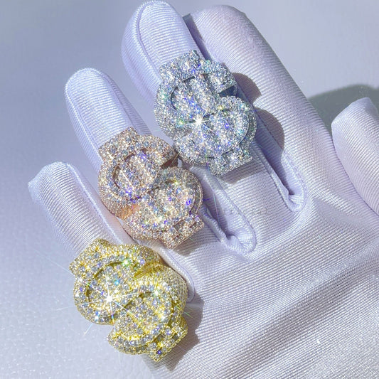Стильные рэперские украшения, сертифицированное GRA кольцо со знаком доллара со льдом на пальце