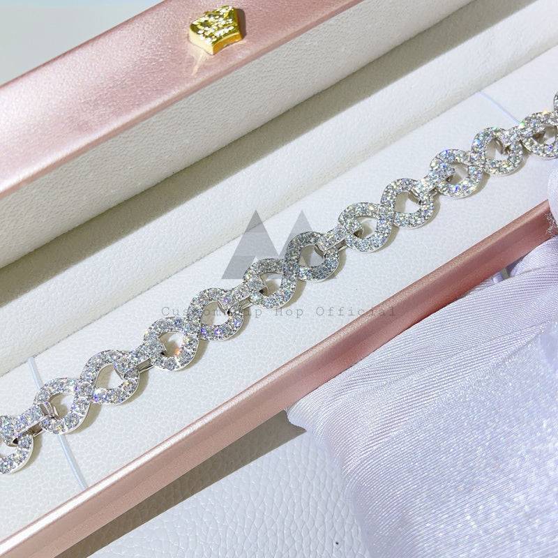 Sterling Silver 13MM Width VVS Moissanite Diamond Infinity Link Bracelet hip hop jewelry2