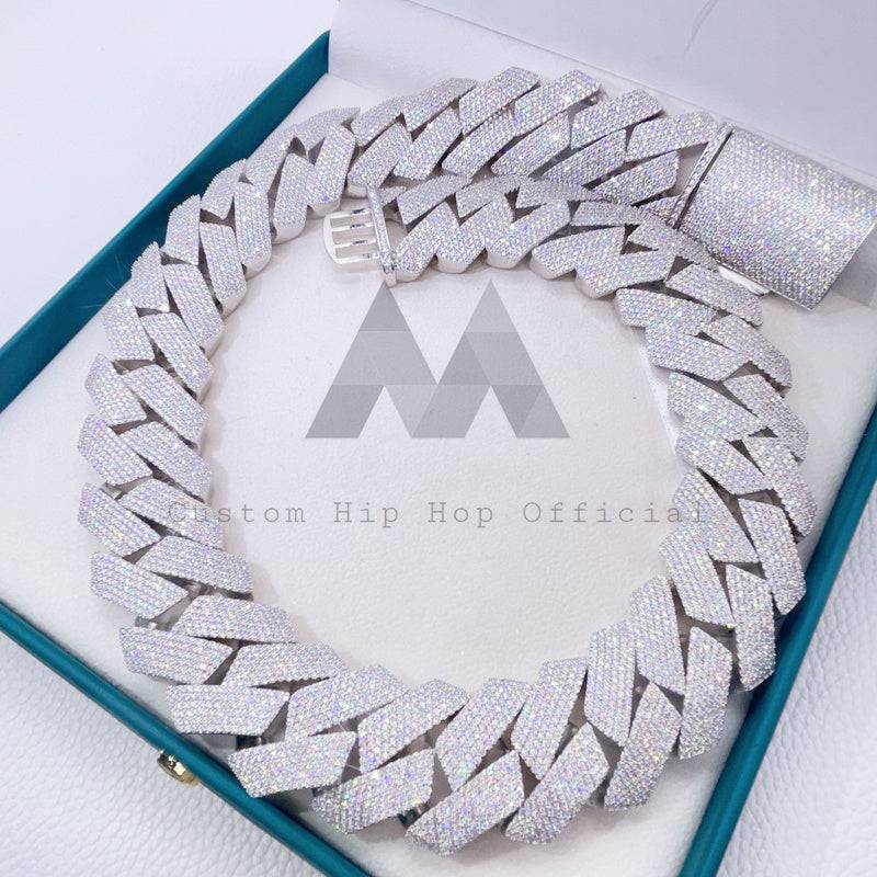 hip hop jewelry with 30mm VVS Moissanite Cuban Link Chain 24-Inch in Silver Luxury2