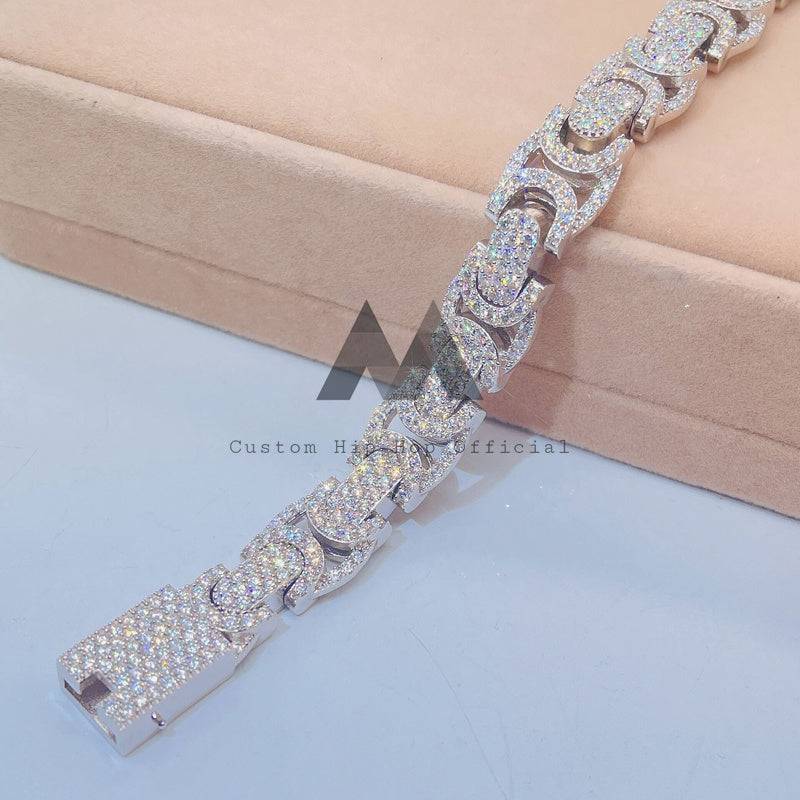 Luxury 15MM Iced Out Moissanite Cuban Bracelet for Hip Hop Style