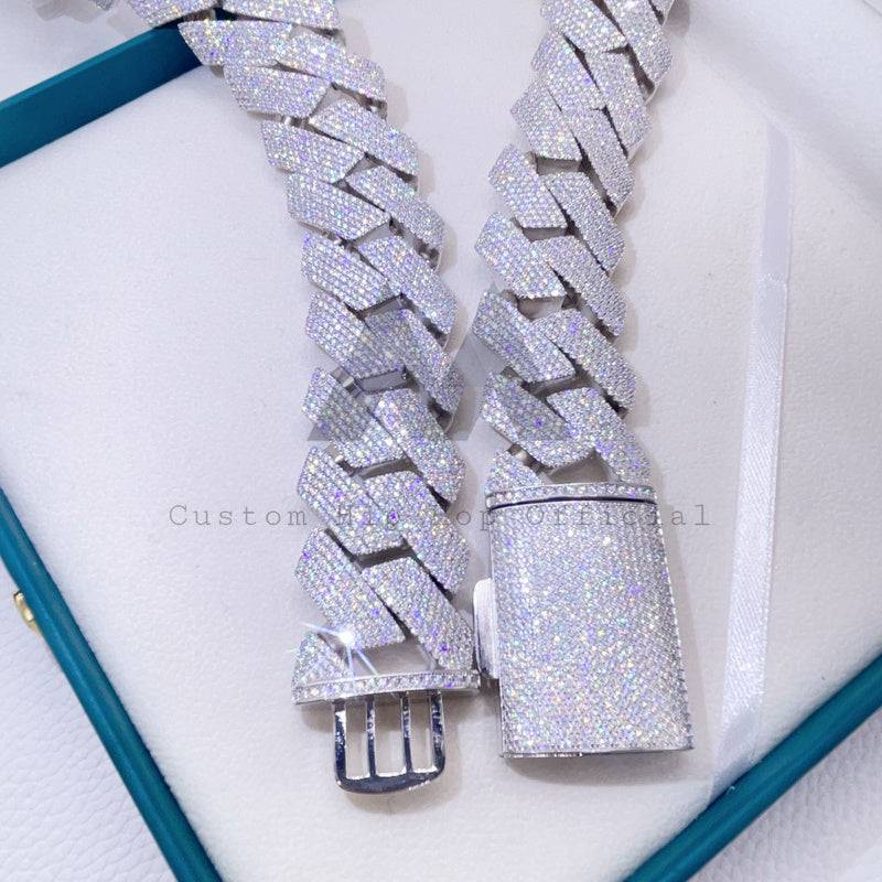 hip hop jewelry with 30mm VVS Moissanite Cuban Link Chain 24-Inch in Silver Luxury4