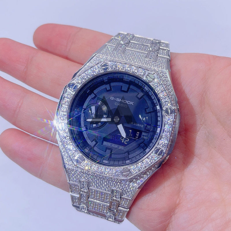 Часы Iced Out GA2100 из нержавеющей стали в стиле хип-хоп с бриллиантами VVS из муассанита