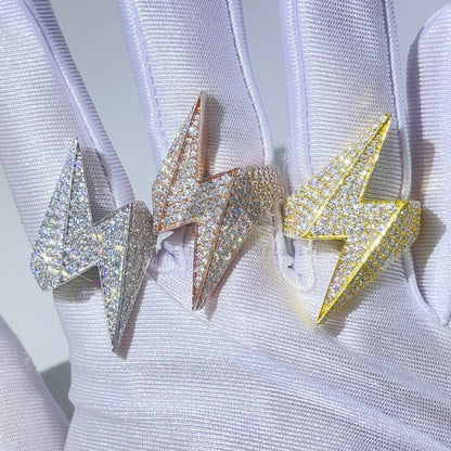 Кольцо Pass Diamond Tester в форме молнии VVS с муассанитом и бриллиантом в стиле хип-хоп Iced Out