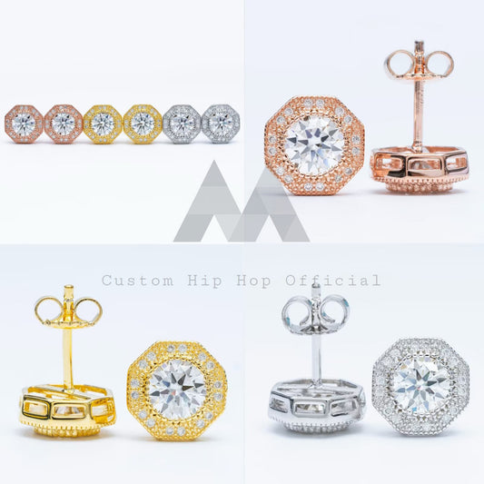 Iced out hip hop jewelry with gra certificated pass diamond tester VVS moissanite earrings for men