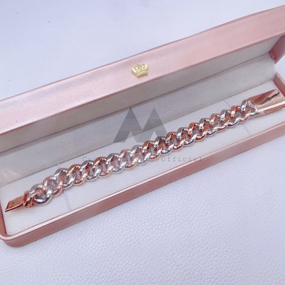 16MM Rose Gold Cuban Bracelet with 3 Rows Two Tone and Custom Name Lock1