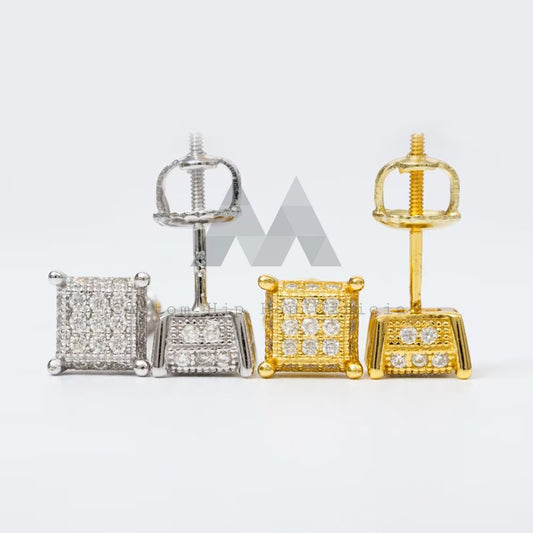 Квадратные 3-рядные серьги-гвоздики из серебра 925 пробы в стиле хип-хоп с муассанитом