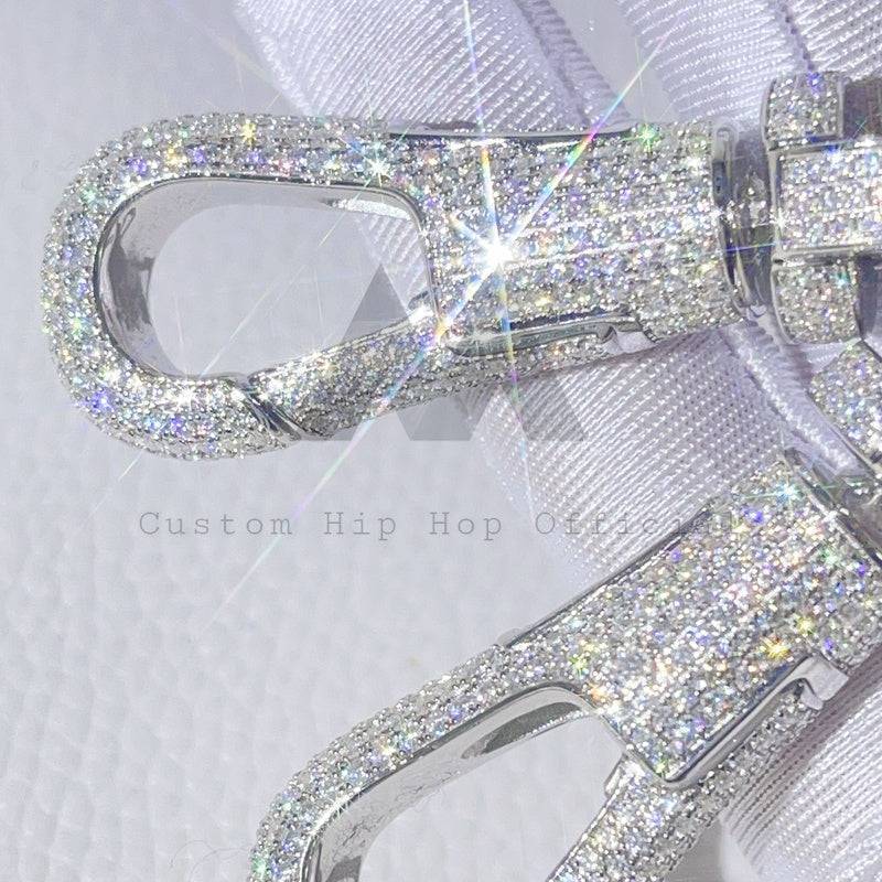 Unique design solid silver VVS Moissanite custom key chain hip hop jewelry2