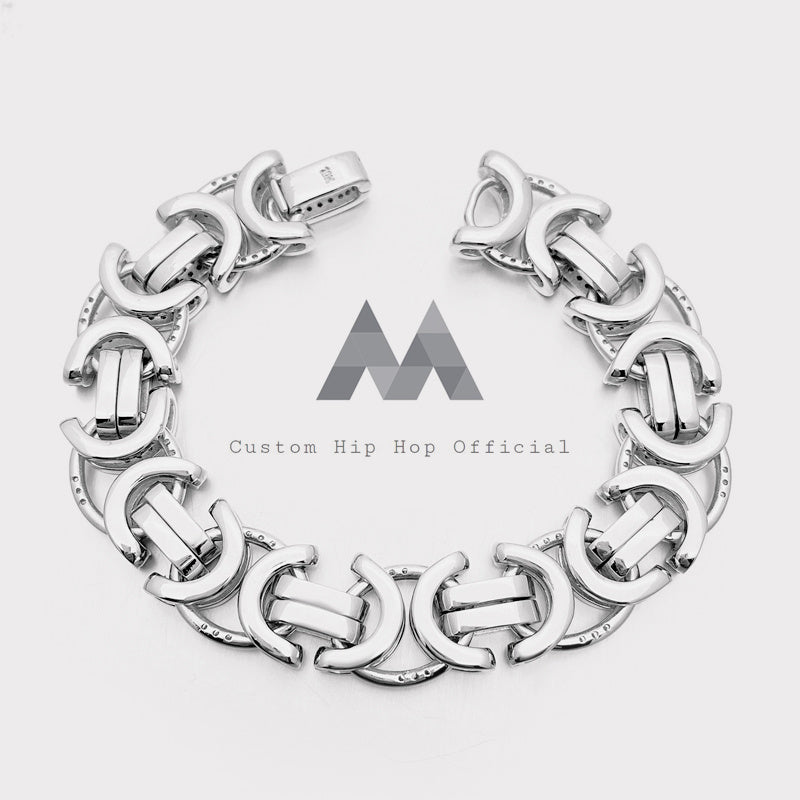 VVS Moissanite Diamond Silver 925 15MM Iced Out Byzantine Link Bracelet