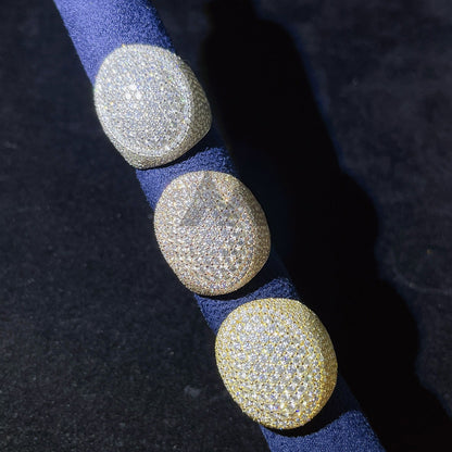 Мужское кольцо с муассанитом VVS в стиле хип-хоп, овальное, полностью ледяное, с пухом