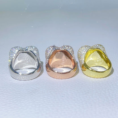 Iced Out Men Moda Coração Quebrado Anel Moissanite Diamond Pass Diamond Tester