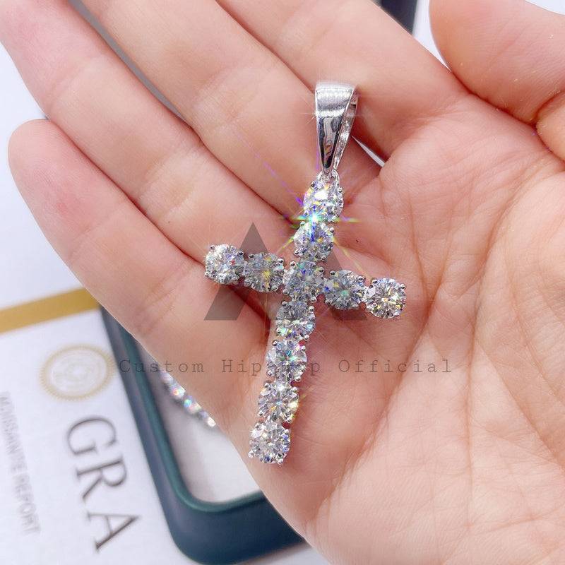 6mm sterling silver vvs moissanite cross pendant for men hip hop style