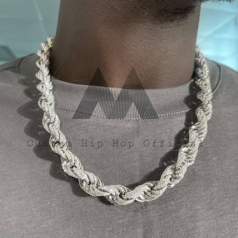 Iced out hip hop jewelry with GRA certificated 10MM Moissanite Rope Chain for rappers0