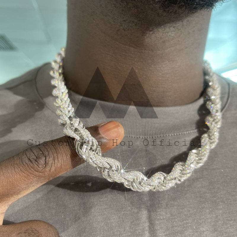 Iced out hip hop jewelry with GRA certificated 10MM Moissanite Rope Chain for rappers4