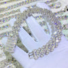 15MM 2 Rows Baguette Diamond Moissanite Cuban Link Bracelet Iced Out