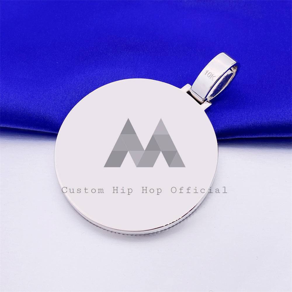 Solid 2.5 inch width custom iced out logo pendant hip hop jewelry with black and white moissanite2