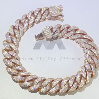 26MM thick heavy 1075 gram VVS Moissanite iced out Miami Cuban chain in rose gold3