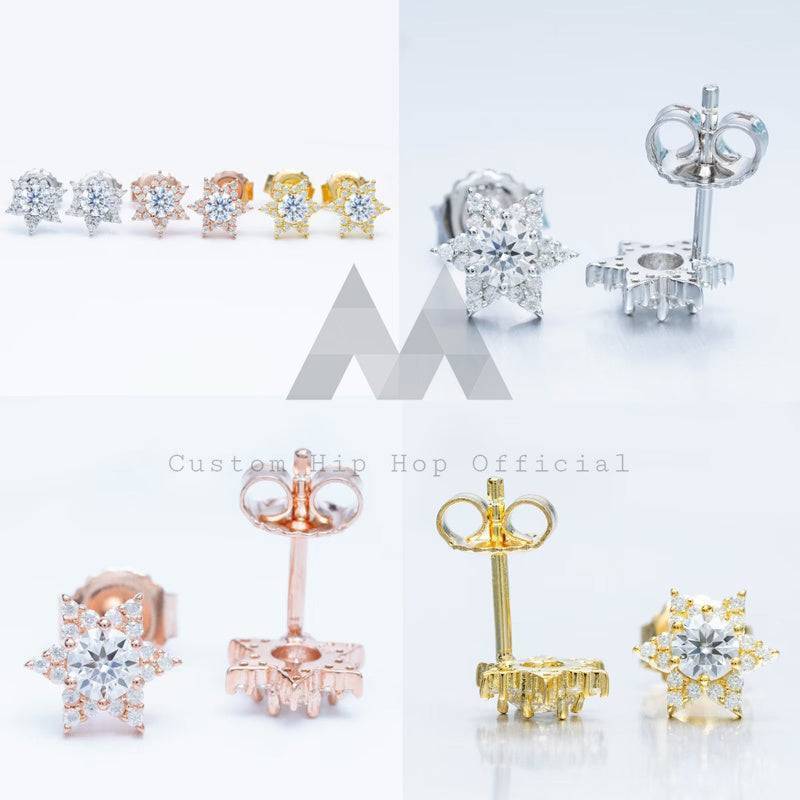 Hip hop jewelry featuring VVS Moissanite Diamond Star Stud Earrings and iced out accessories